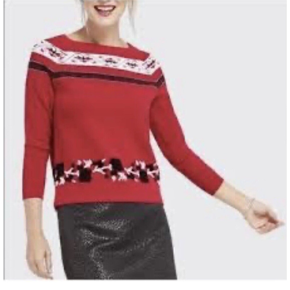 Draper James Sweater Red Fair Isle Knit Christmas Winter Ski Womens XS